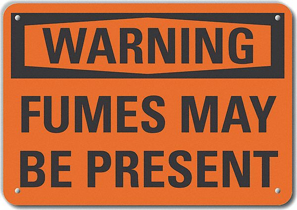 Alum Fumes Warning Sign 7x10in Alum