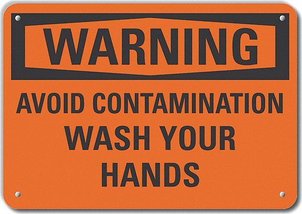 Plastic Wash Hands Warning Sign 7x10in