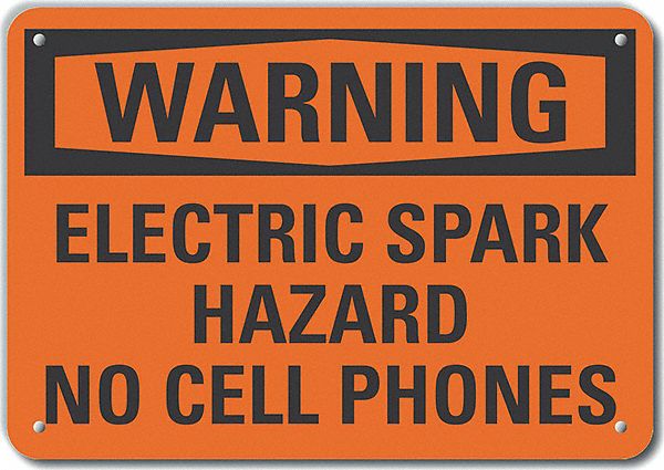 Aluminum No Phones Warning Sign 7x10in