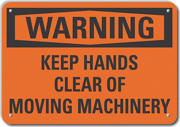 Rflct Keep Hands Clear Warn Sign 10x14in