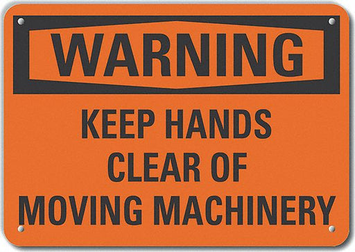 Alum Keep Hands Clear Warn Sign 10x14in