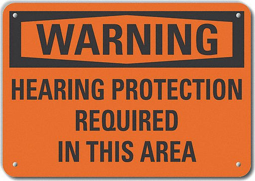 Alum Hearing Warning Sign 7x10in Alum