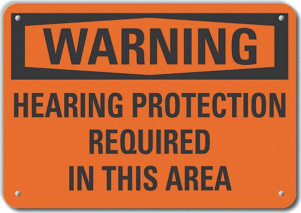 Alum Hearing Warning Sign 7x10in Alum