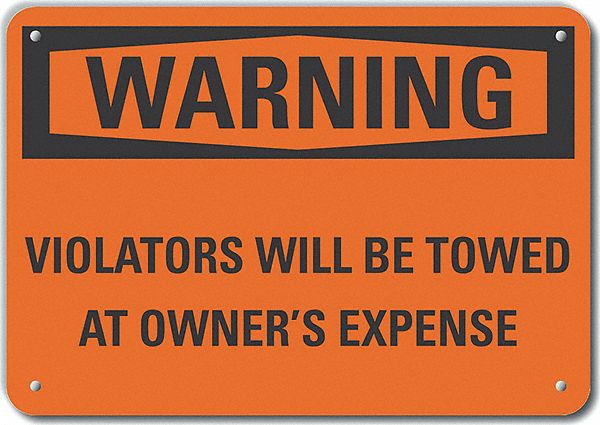 Alum No Parking Warning Sign 10x14in