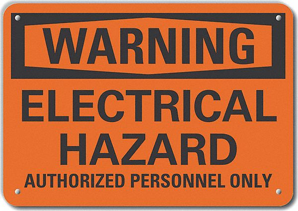 Elec Hazard Warn Sign 10x14in Plastic