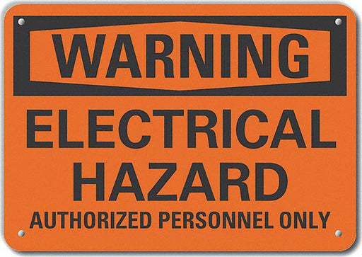 Alum Electrcl Hazard Warning Sign 7x10in