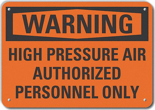 Alum High Pressure Warning Sign 10x14in