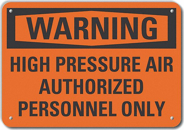 Alum High Pressure Warning Sign 10x14in