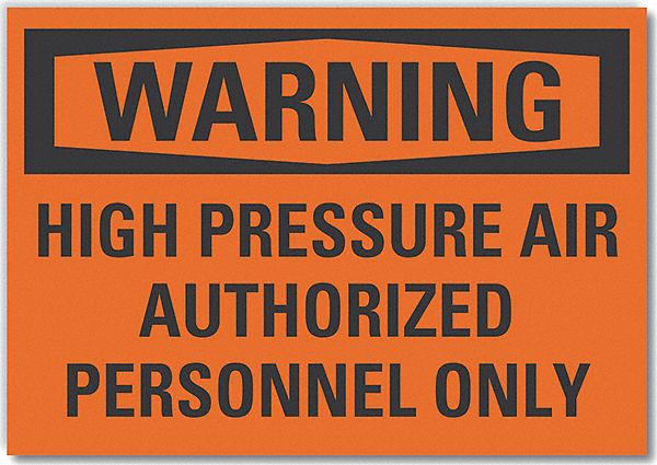 High Pressure Warning Rflct Lbl 5inx7in