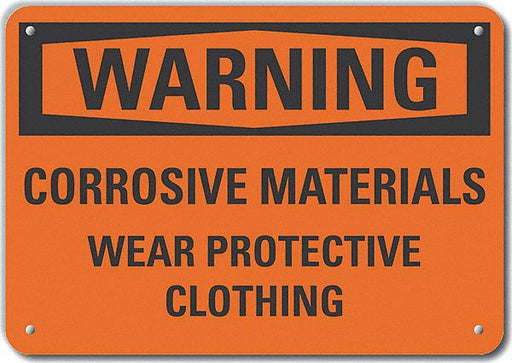 Alum Corrosive Mtrl Warning Sign 10x14in