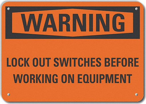 Alum Lockout Tagout Warning Sign 7x10in