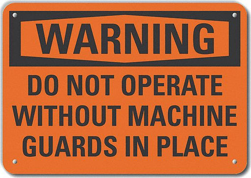 Alum Machine Guards Warning Sign 10x14in