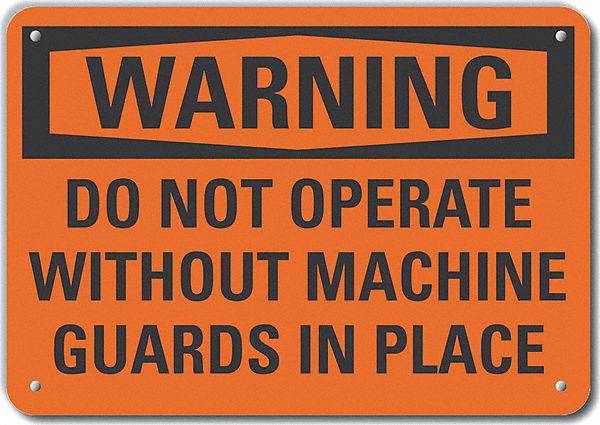 Rflct Machine Guards Warn Sign 7x10in