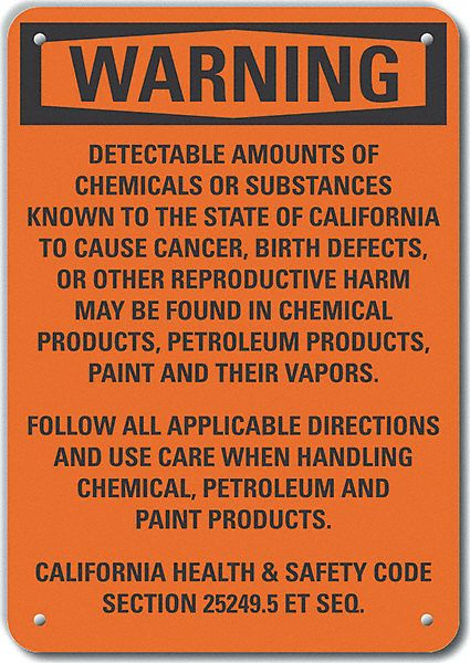 Alum Chemicals Warning Sign 7x10in Alum