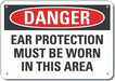 Alum Hearing Danger Sign 7x10in Alum