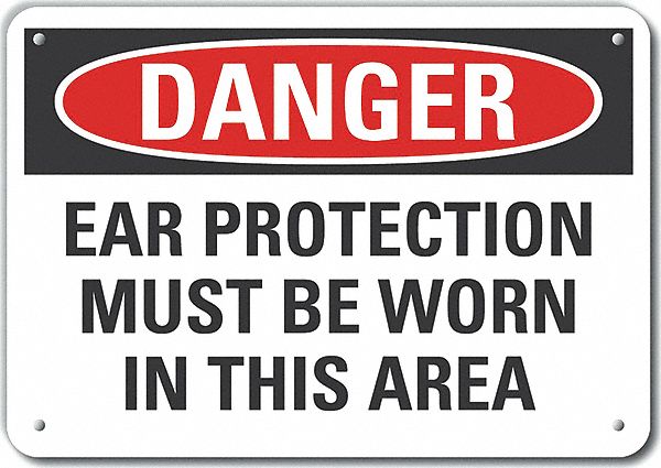 Alum Hearing Danger Sign 7x10in Alum