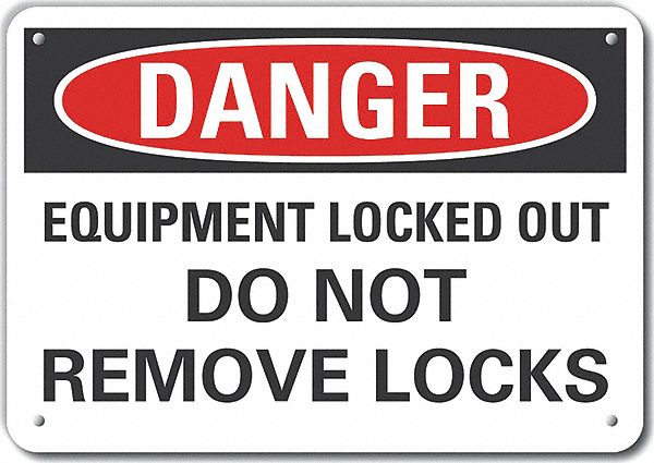 Lockout Tagout Danger Sign 7x10in Plastc