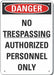Alum No Trespassing Danger Sign 7x10in