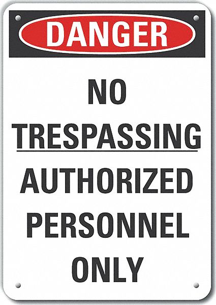 Rflct No Trespassing Danger Sign 7x10in