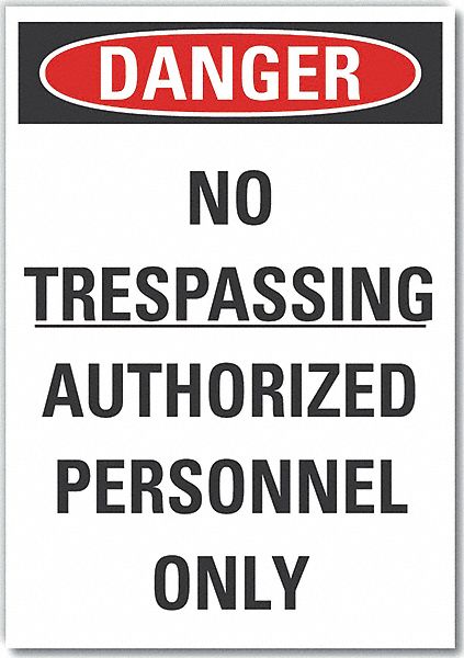 No Trespassing Danger Rflct Lbl 10x14in