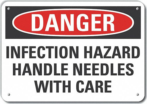 Alum Infection Hazard Danger Sign 7x10in