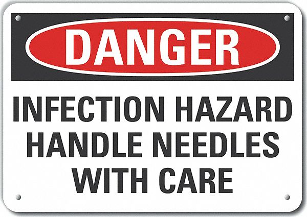 Alum Infection Hazard Danger Sign 7x10in