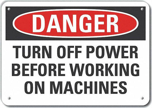 Alum Mach Operation Danger Sign 7x10in