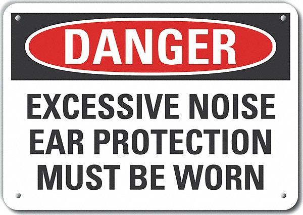 Alum Hearing Danger Sign 7x10in Alum