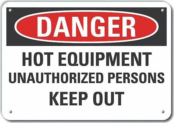 Alum Hot Danger Sign 10x14in Alum