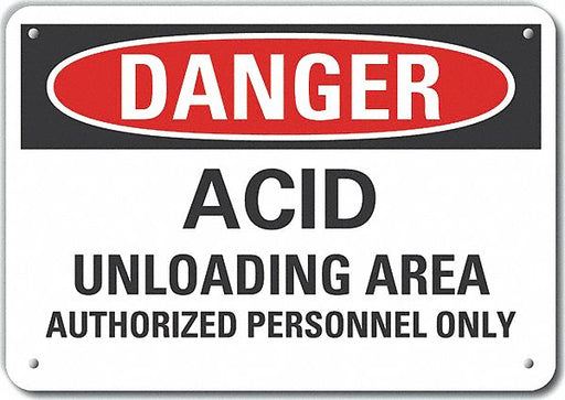 Acid Danger Sign 10inx14in Plastic