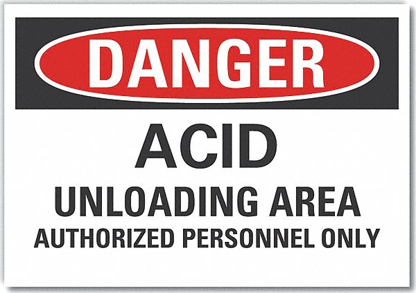 Acid Danger Label 10 inx14 in Polyester