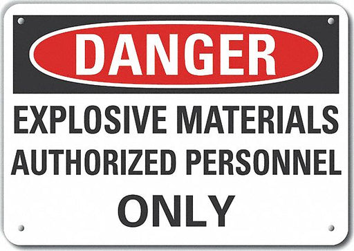 Alum Explosive Mtrl Danger Sign 10x14in