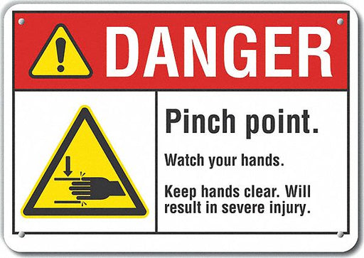 Alum Pinch Point Danger Sign 7x10in Alum