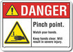 Rflct Pinch Point Danger Sign 10x14in
