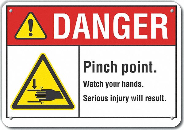 Alum Pinch Point Danger Sign 10x14in