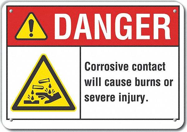 Rflct Corrosive Mtrl Danger Sign 7x10in