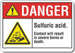 Alum Sulfuric Acid Danger Sign 7x10in