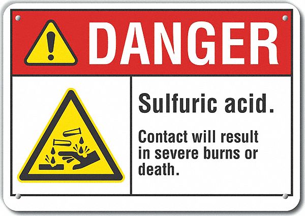 Sulfuric Acid Danger Sign 10x14in Plstc