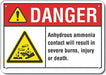 Ammonia Danger Sign 7x10in Plastic
