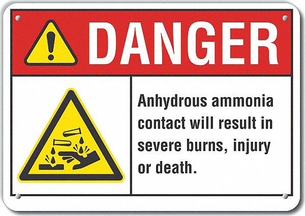 Ammonia Danger Sign 7x10in Plastic