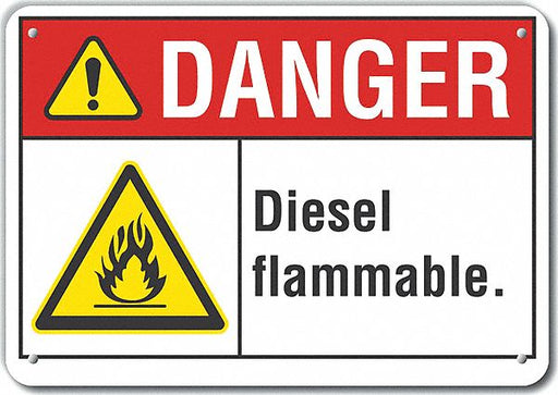 Alum Diesel Danger Sign 7x10in Alum
