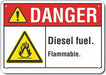 Diesel Danger Sign 10inx14in Plastic