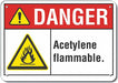 Plastic Acetylene Danger Sign 7x10in
