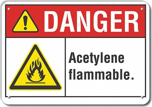 Acetylene Danger Sign 10inx14in Plastic