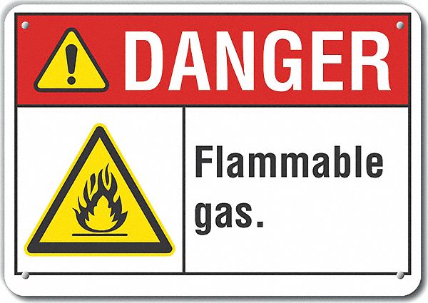 Flammable Gas Danger Sign 10x14in Plstc