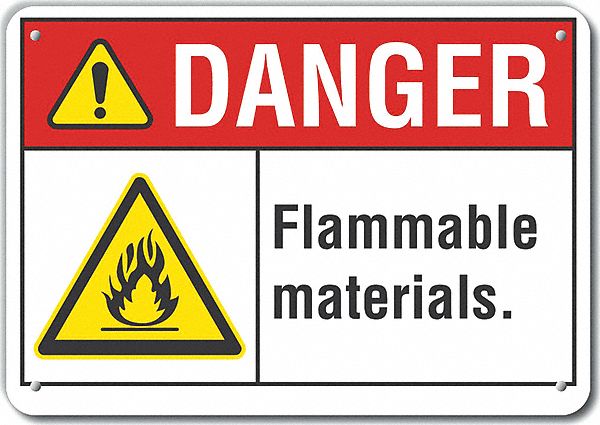 Flammable Mtrl Danger Sign 10x14in Plstc