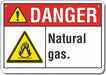 Natural Gas Danger Sign 7x10in Plastic