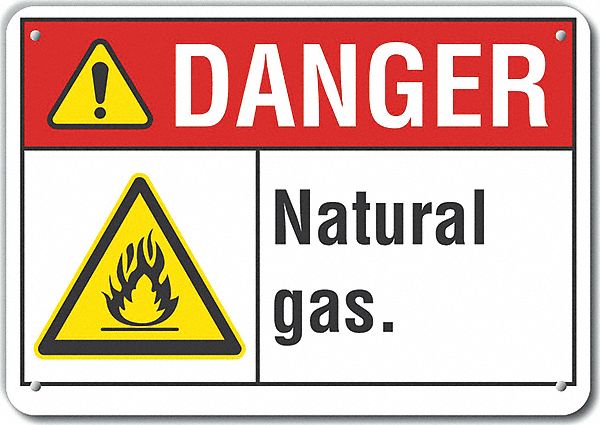 Natural Gas Danger Sign 10inx14in Alum