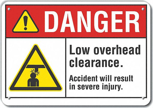 Alum Low Clearance Danger Sign 7x10in