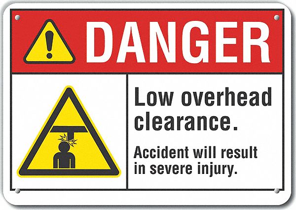 Alum Low Clearance Danger Sign 10x14in